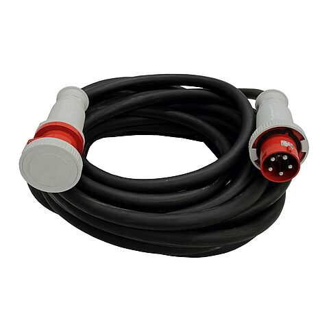 CEE extension cable with plug and coupler 125A 5P 400V 6h IP67, length 25m, type H07RN-F 5G35
