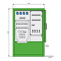 Stromverteiler für Freizeitanlagen mit 18 RCDs TypA, 18 LS, 18 elektron. WS-Zählern, 4 CEE-Abgängen 16A und 14 Abgangsklemmen