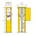 Energiesäule aus Edelstahl mit 2 RCDs TypA, 4 LS, 2 elektron. WS-Zähler, 2 CEE-Abgängen 16-32A und 2 Schukos