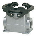 Wall mount housing B10, BB18, DD42 and MOB10 from aluminium, height 74mm with double locking system and nozzle 1xM25