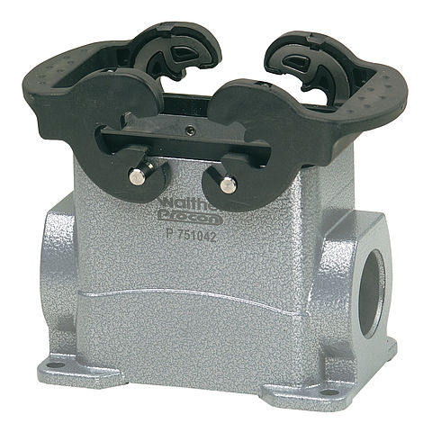 Wall mount housing B10, BB18, DD42 and MOB10  from aluminium, height 53mm with double locking system and nozzles 2xM20