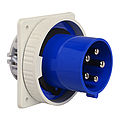 Waterproof panel appliance inlet straight 125A 5P 9h with screwed flange 130x130mm and pilot contact