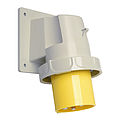 Waterproof panel appliance inlet angled 63A 3P 4h with screwed flange housing 114x114mm and pilot contact