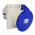 Panel socket angled 63A 3P 6h with flange 107x100mm with pilot contact