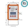 Endverteiler 44kVA mit Anbaugerätestecker 63A, RCD Typ B und 2 RCDs Typ A, 15 LS, 4 CEE-Abgang 16-63A und 12 Schukos