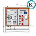 Verteilerschrank 173kVA mit 5 RCDs Typ B und RCD Typ A, 12 LS, 11 CEE-Abgänge 16-125A und 6 Schukos