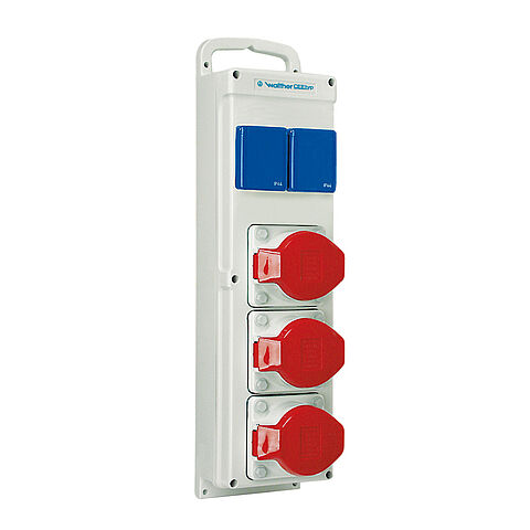 Portable plastic socket strip In: 16A with three CEE outlets 16A, 2 isolated ground receptacles and connection up to 6 qmm 5P
