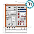 Verteilerschrank 246kVA mit 4 RCDs Typ B und 4 RCDs Typ A, 18 LS, 10 CEE-Abgänge 16-125A und 12 Schukos