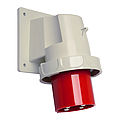 Waterproof panel appliance inlet angled 63A 4P 6h with screwed flange housing 114x114mm and pilot contact