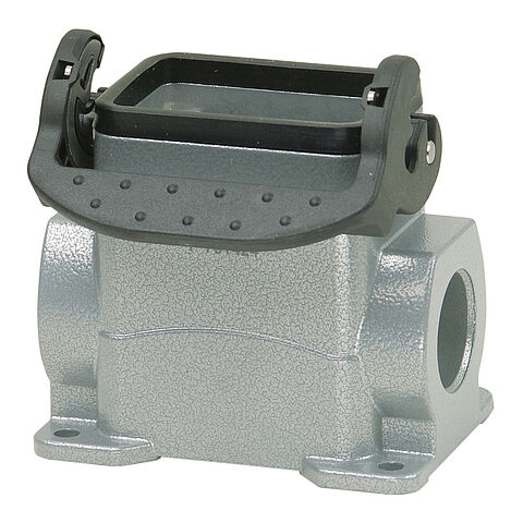 Wall mount housing B6, BB10, DD24 and MOB6 from aluminium, height 74mm with single locking system and nozzle 1xM25