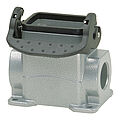 Wall mount housing B6, BB10, DD24 and MOB6 from aluminium, height 53mm with single locking system and nozzles 2xM20