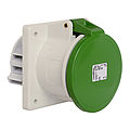 Panel socket straight 63A 4P 2h with flange 107x100mm