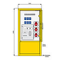 Industrie- und Marktplatzverteiler mit 2 RCDs TypA, 9 LS, 3 CEE-Abgängen 16-32A und 6 Schukos