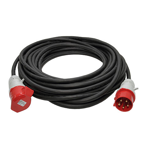 CEE extension cable with phase inverter and coupler 32A 5P 400V 6h IP44, length 25m, Type H07RN-F 5G6