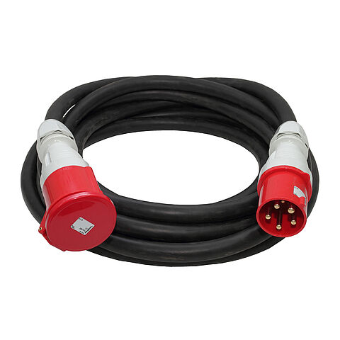 CEE extension cable with plug and coupler 63A 5P 400V 6h IP44, length 10m, type H07RN-F 5G16
