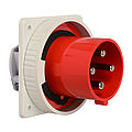 Waterproof panel appliance inlet straight 125A 4P 6h with screwed flange 130x130mm and pilot contact