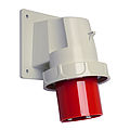 Waterproof panel appliance inlet angled 63A 3P 9h with screwed flange housing 114x114mm and pilot contact