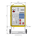 Mobiler Fest- und Marktplatzverteiler mit 4 RCDs TypA, 15 LS, 4 CEE-Abgängen 16-63A und 12 Schukos