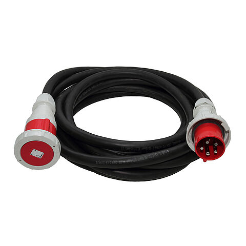 CEE extension cable with plug and coupler 63A 5P 400V 6h IP67, length 10m, type H07RN-F 5G16