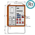 Anschlussverteilerschrank 55kVA mit Zählerplatz, 2 RCDs Typ B, 13 LS, 6 CEE-Abgänge 16-63A und 6 Schukos
