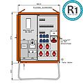 Anschlussverteilerschrank 55kVA mit Zählerplatz, RCD Typ B, 12 LS, 6 CEE-Abgänge 16-63A und 6 Schukos