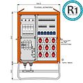 Verteilerschrank für Container 111kVA mit 3 RCDs Typ B und RCD Typ A, 15 LS, 9 CEE-Abgänge 32A und 6 Schukos