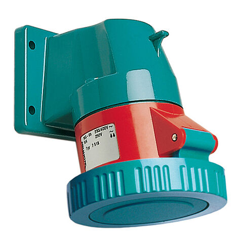 Waterproof CEPro Panel socket angled 32A 5P 6h with screwed flange housing 75x90mm