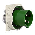 Waterproof panel appliance inlet straight 125A 4P 10h with screwed flange 130x130mm and pilot contact