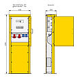 Energiesäule aus Edelstahl mit einem RCD TypA, 4 LS 2 CEE-Abgängen 16-32A und 2 Schukos