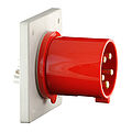 Panel appliance inlet straight 63A 3P 6h with screwed flange housing 118x118mm and pilot contact