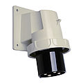Waterproof panel appliance inlet angled 63A 4P 7h with screwed flange housing 114x114mm and pilot contact