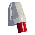 Wall appliance inlet for external fixing 63A 4P 6h with one top cable entry and pilot contact