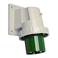 Waterproof panel appliance inlet angled 63A 4P 10h with screwed flange housing 114x114mm and pilot contact
