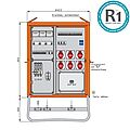 Verteilerschrank für Container 69kVA mit RCD Typ B und RCD Typ A, 12 LS, 6 CEE-Abgänge 32A und eine Schuko