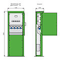 Energiesäule für Freizeitanlagen mit 4 RCDs TypA, 4 LS und 4 CEE-Abgängen 16A