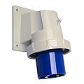 Waterproof panel appliance inlet angled 63A 3P 6h with screwed flange housing 114x114mm and pilot contact