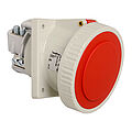 Waterproof panel socket angled 125A 3P 9h with flange 114x114mm
