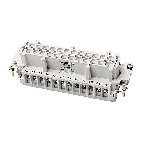 Buchseneinsatz der Baureihen B24 und B48 mit Drahtschutz und einer Nummerierung von 1-24