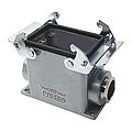 Wall mount housing A32 and D50 from aluminium, height 81,5mm with double locking system and nozzle 1xM25