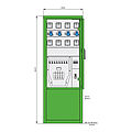 Stromverteiler für Freizeitanlagen mit 8 RCDs TypA, 8 LS, 8 mechanischen WS-Zählern, 4 CEE-Abgängen 16A und 4 Abgangsklemmen