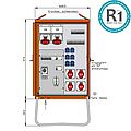 Verteilerschrank 69kVA mit 3 RCDs Typ B, 13 LS, 6 CEE-Abgänge 16-63A und 6 Schukos