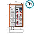 Verteilerschrank 139kVA mit 3 RCDs Typ B und 2 RCDs Typ A, 12 LS, 9 CEE-Abgänge 16-125A und 6 Schukos