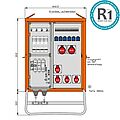Verteilerschrank 138kVA mit 3 RCDs Typ B und RCD Typ A, 10 LS, 6 CEE-Abgänge 16-63A und 6 Schukos