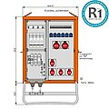 Verteilerschrank 138kVA mit 3 RCDs Typ B und RCD Typ A, 10 LS, 6 CEE-Abgänge 16-63A und 6 Schukos