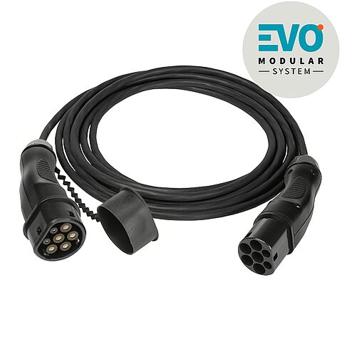 Ladeleitung EVO cable Mode 3 Typ 2 - Typ 2 11kW 3-ph. 400V IP44, 5m lang