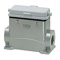 Wall mount housing BV10/16 from aluminium, height 68mm with double locking system, nozzles 2xM25 and spring cover