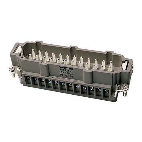 Male insert, B series HT 24P+E with wire protection and numbering from 1-24