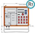 Verteilerschrank für Container 138kVA mit 5 RCDs Typ B und RCD Typ A, 18 LS, 12 CEE-Abgänge 32A und 6 Schukos