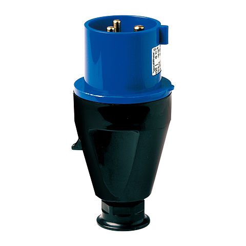 Plug 63A 3P 6h with cable gland and pilot contact for lighting and stage technology