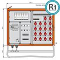 Verteilerschrank für Container 138kVA mit 6 RCDs Typ B, 18 LS und 18 CEE-Abgänge 32A